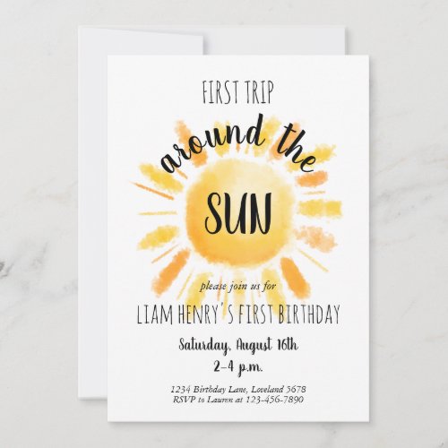 First Trip Around The Sun 1st Birthday Invitation