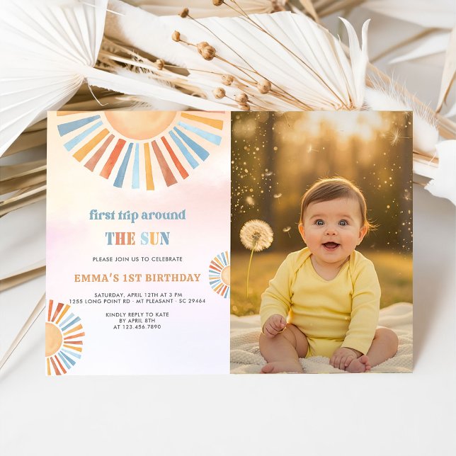 First Trip Around the Sun 1st Birthday Invitation (Creator Uploaded)