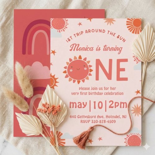 First Trip Around The Sun 1st Birthday Invitation