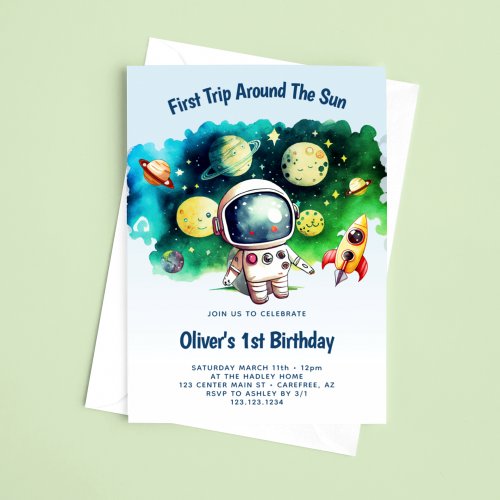 First Trip Around The Sun 1st Birthday Invitation