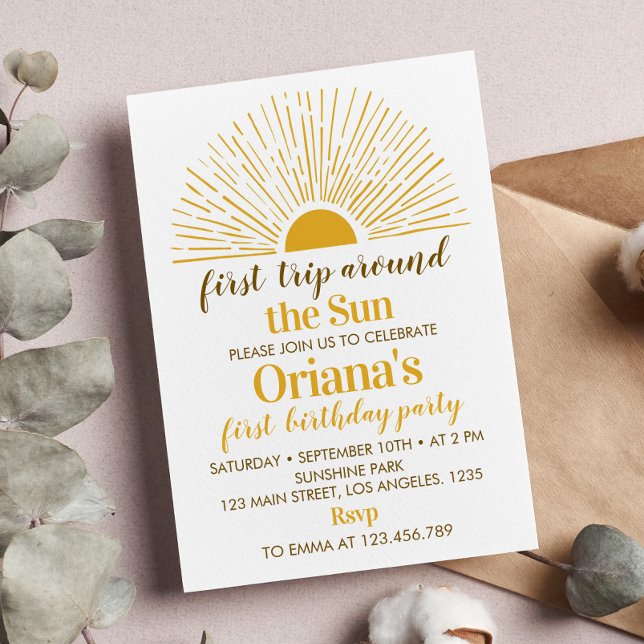First Trip Around The Sun 1st Birthday Invitation (Creator Uploaded)