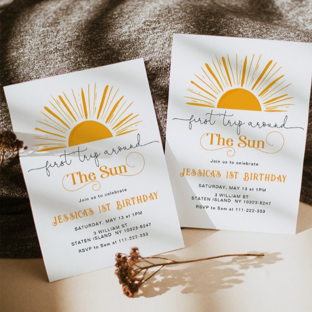 First trip around the sun 1st birthday invitation (Creator Uploaded)