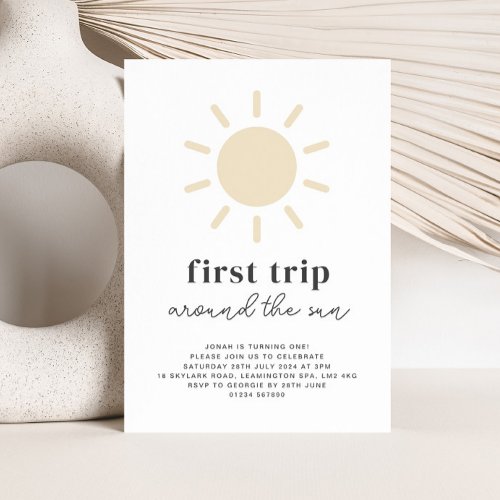 First Trip Around The Sun 1st Birthday Invitation