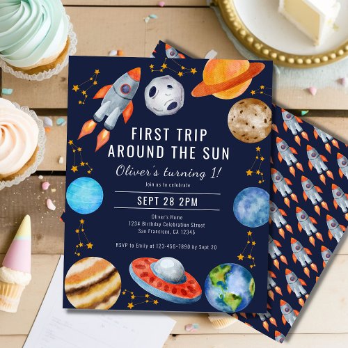 First Trip Around The Sun 1st Birthday Invitation