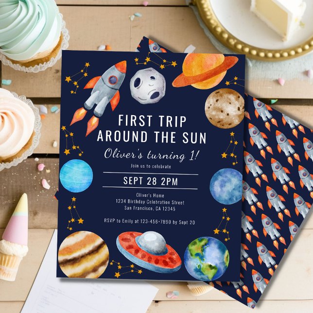 First Trip Around The Sun 1st Birthday Invitation (Creator Uploaded)
