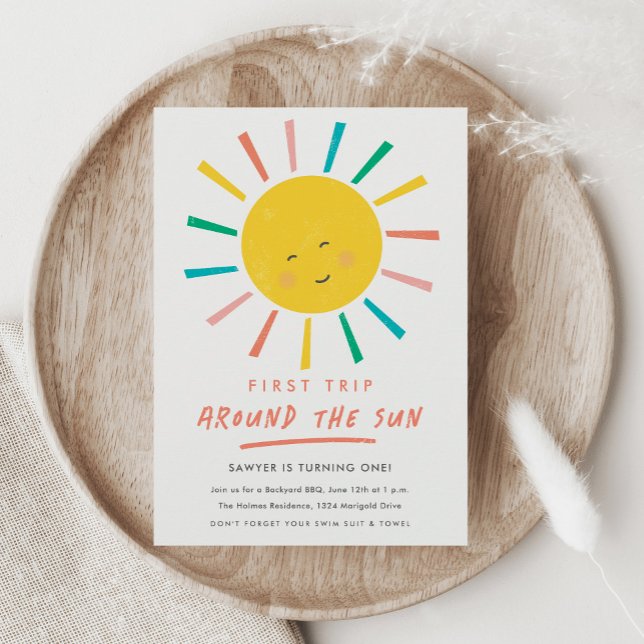 First Trip Around the Sun 1st Birthday Invitation (Creator Uploaded)