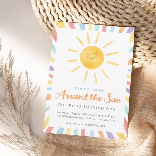 First Trip Around the Sun 1st Birthday Invitation First Trip Around the Sun 1st Birthday Invitation