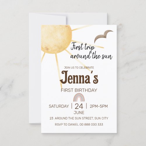 First Trip Around The Sun 1st Birthday Invitation