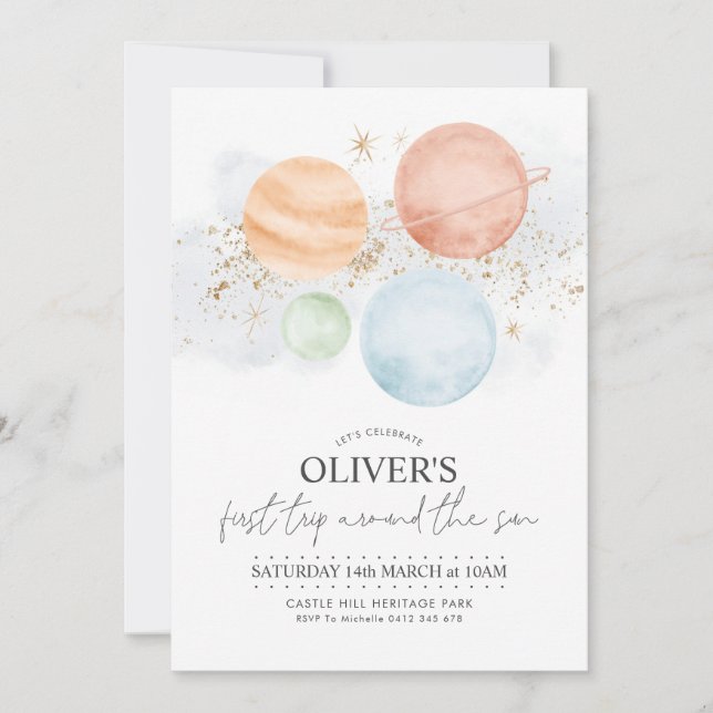 First Trip Around the Sun 1st Birthday Invitation (Front)