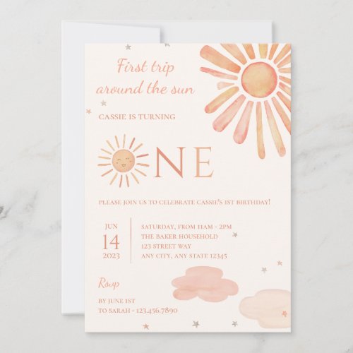 First Trip Around The Sun 1st Birthday Invitation