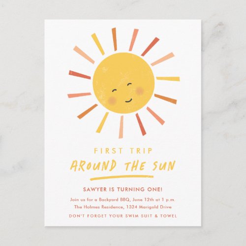 First Trip Around the Sun 1st Birthday Invitations
