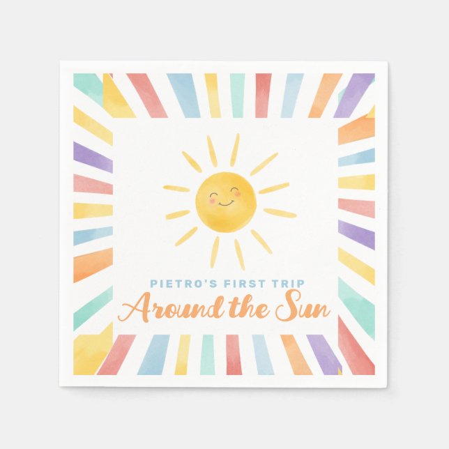 First Trip Around the Sun 1st Birthday Napkins (Front)