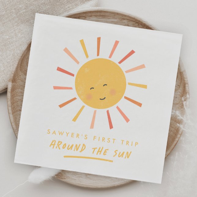 First Trip Around the Sun 1st Birthday Napkins (Creator Uploaded)