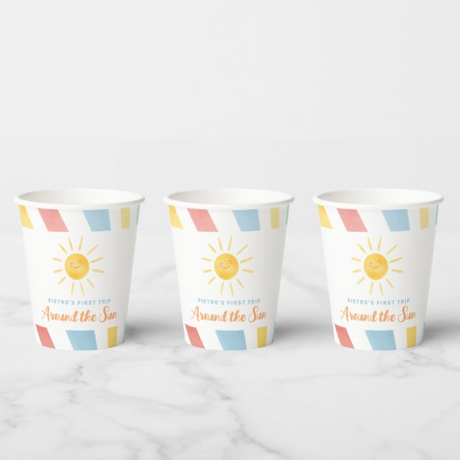 First Trip Around the Sun 1st Birthday Paper Cups (Multi)