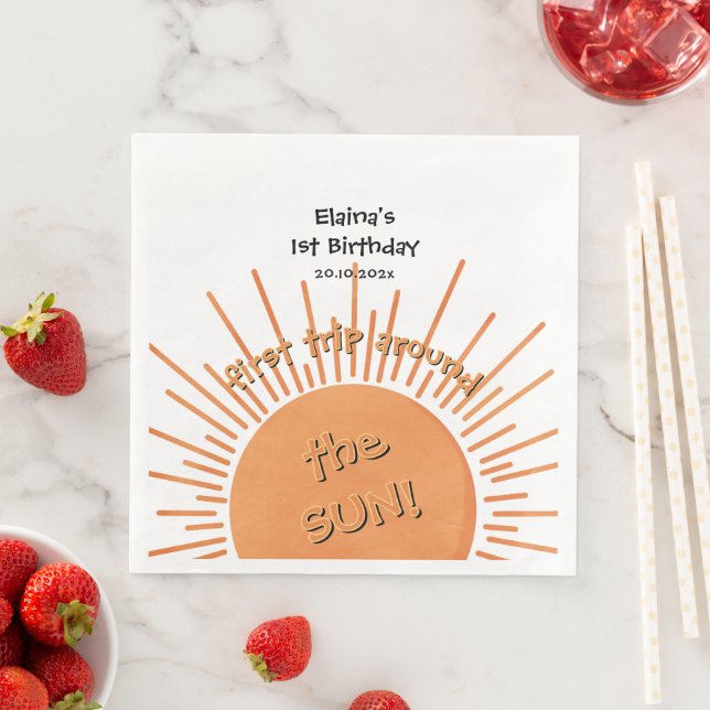 First Trip Around The Sun 1st Birthday Paper Dinner Napkins (Insitu)