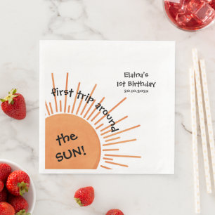 First Trip Around The Sun 1st Birthday Paper Dinner Napkins