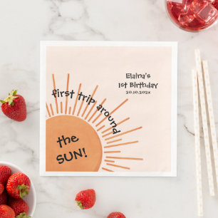First Trip Around The Sun 1st Birthday Paper Dinner Napkins