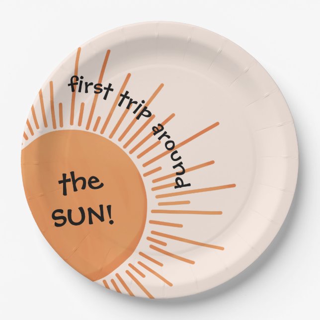 First Trip Around The Sun 1st Birthday Paper Plates (Front)