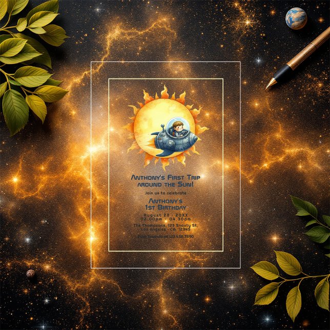 First Trip Around the Sun 1st Birthday Party Acrylic Invitations (First Trip Around the Sun 1st Birthday Party Acrylic Invitation)