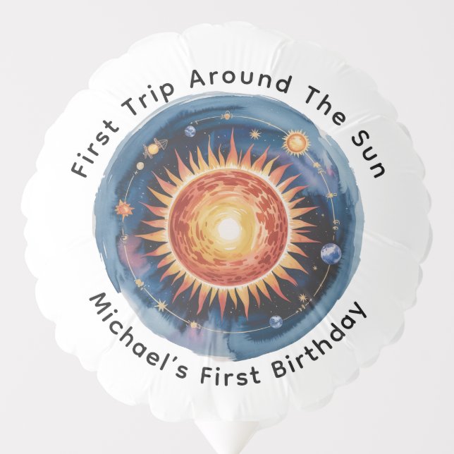 First Trip Around The Sun 1st Birthday Party Balloon (Front)