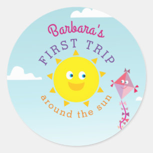 First Trip Around The Sun 1st Birthday Party Classic Round Sticker