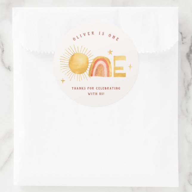First Trip Around The Sun | 1st Birthday Party  Classic Round Sticker (Bag)