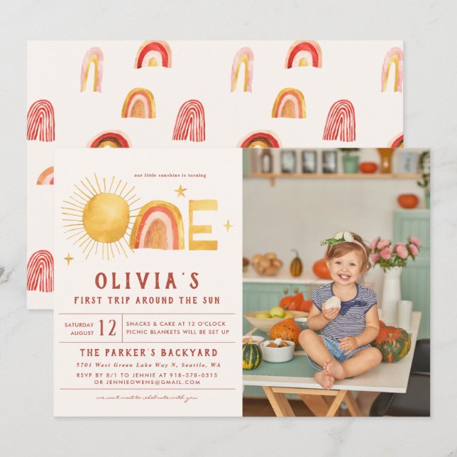 First Trip Around The Sun | 1st Birthday Party   Invitation (Front/Back)