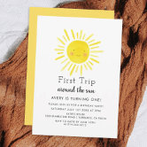 First Trip Around The Sun 1st Birthday Photo Invitation