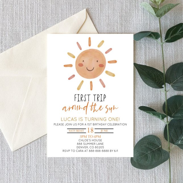 First Trip Around The Sun 1st Birthday Party Invitation (Creator Uploaded)