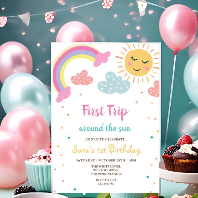 First Trip Around The Sun 1st Birthday party Invitation (Creator Uploaded)