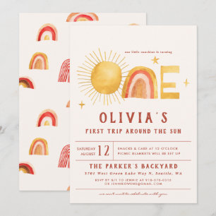 First Trip Around The Sun   1st Birthday Party  Invitation