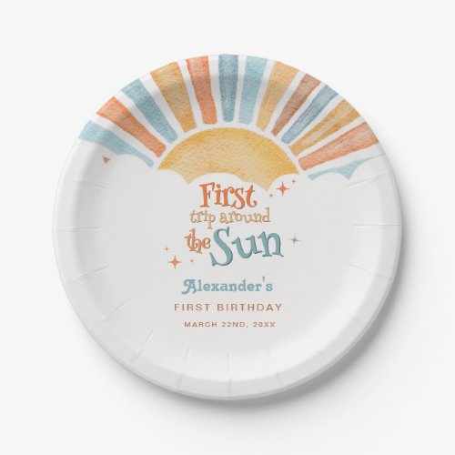 First Trip Around the Sun 1st Birthday Party Paper Plates
