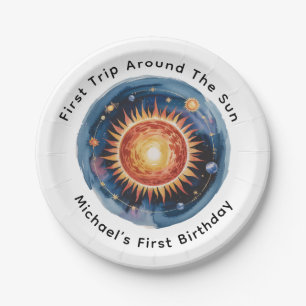 First Trip Around The Sun 1st Birthday Party Paper Plates