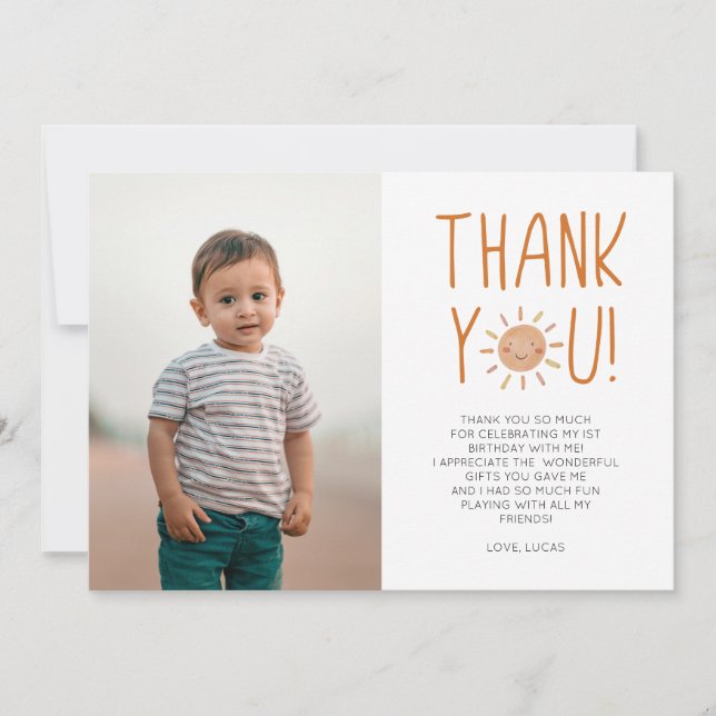 First Trip Around The Sun 1st Birthday Party Thank You Card (Front)