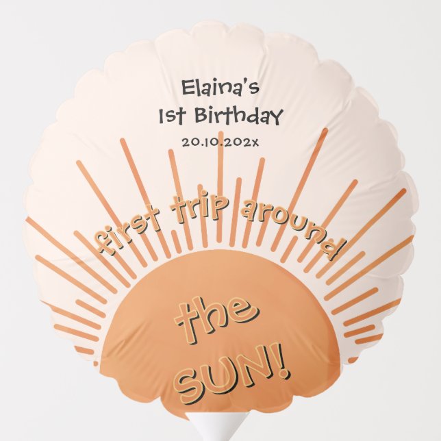 First Trip Around The Sun 1st Birthday Personalize Balloon (Back)