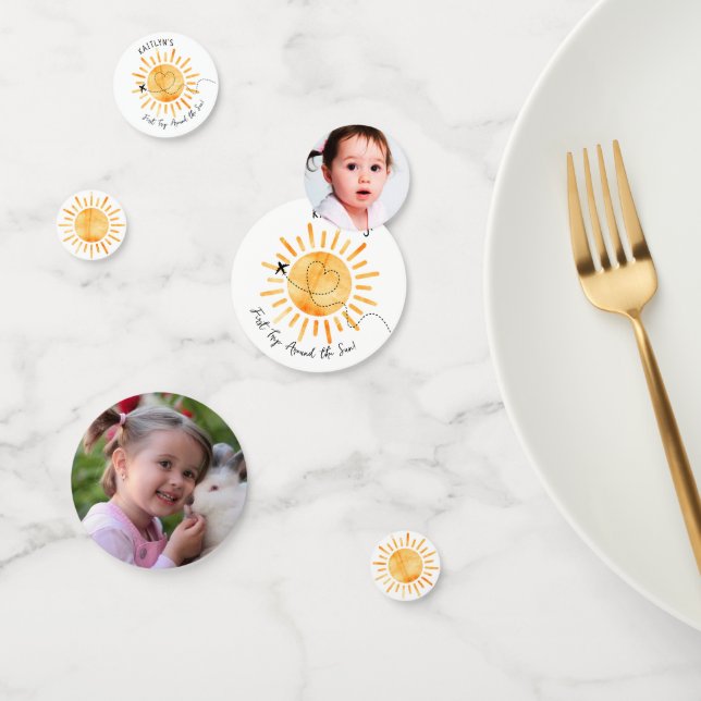 First Trip Around The Sun 1st Birthday Photo Confetti (Group)