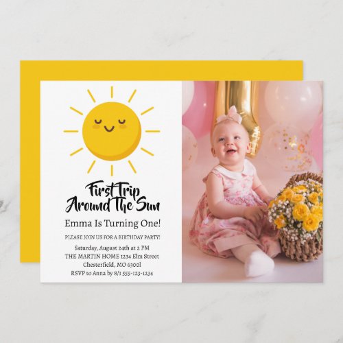 First Trip Around The Sun 1st Birthday Photo Invitation