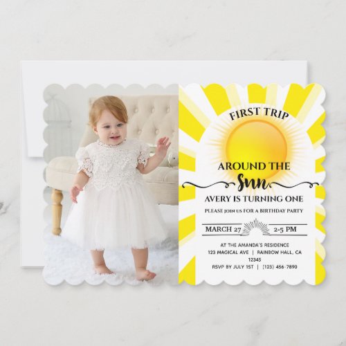 First Trip Around The Sun 1st Birthday Photo Invitation