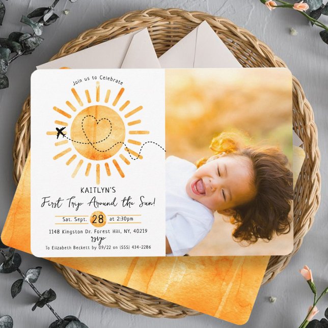 First Trip Around The Sun 1st Birthday Photo Invitation (Creator Uploaded)