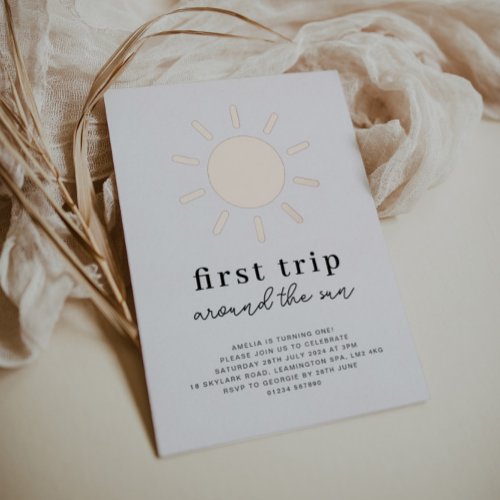 First Trip Around The Sun 1st Birthday Rose Gold Foil Invitation