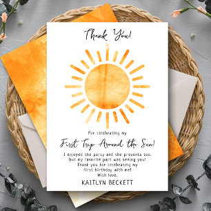 First Trip Around The Sun 1st Birthday Thank You Card