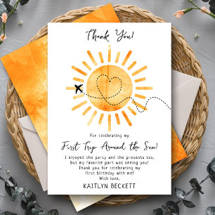 First Trip Around The Sun 1st Birthday Thank You Card