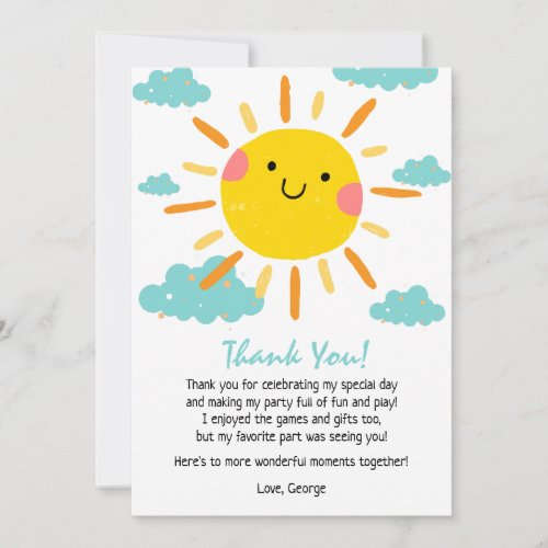 First Trip Around The Sun 1st Birthday  Thank You Card