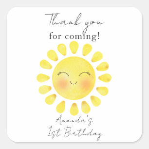 First Trip around the Sun 1st Birthday Thanks Square Sticker