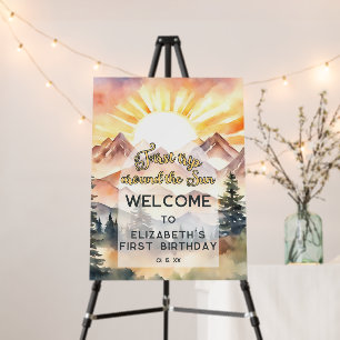 First Trip Around the Sun 1st Birthday Welcome Foam Board