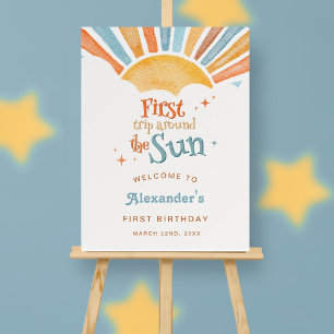 First Trip Around the Sun 1st Birthday Welcome Foam Board