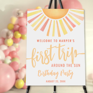 First Trip Around The Sun 1st Birthday Welcome Foam Board