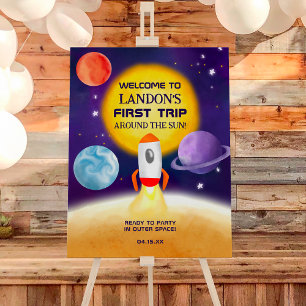 First trip around the sun 1st birthday welcome foam board