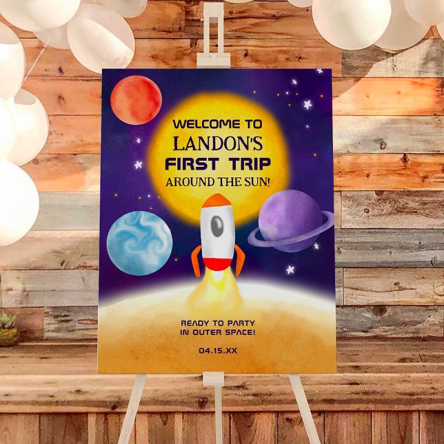 First trip around the sun 1st birthday welcome foam board (Creator Uploaded)