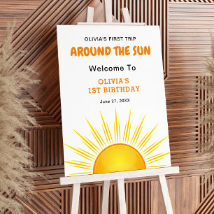 First Trip Around the Sun 1st Birthday Welcome  Foam Board